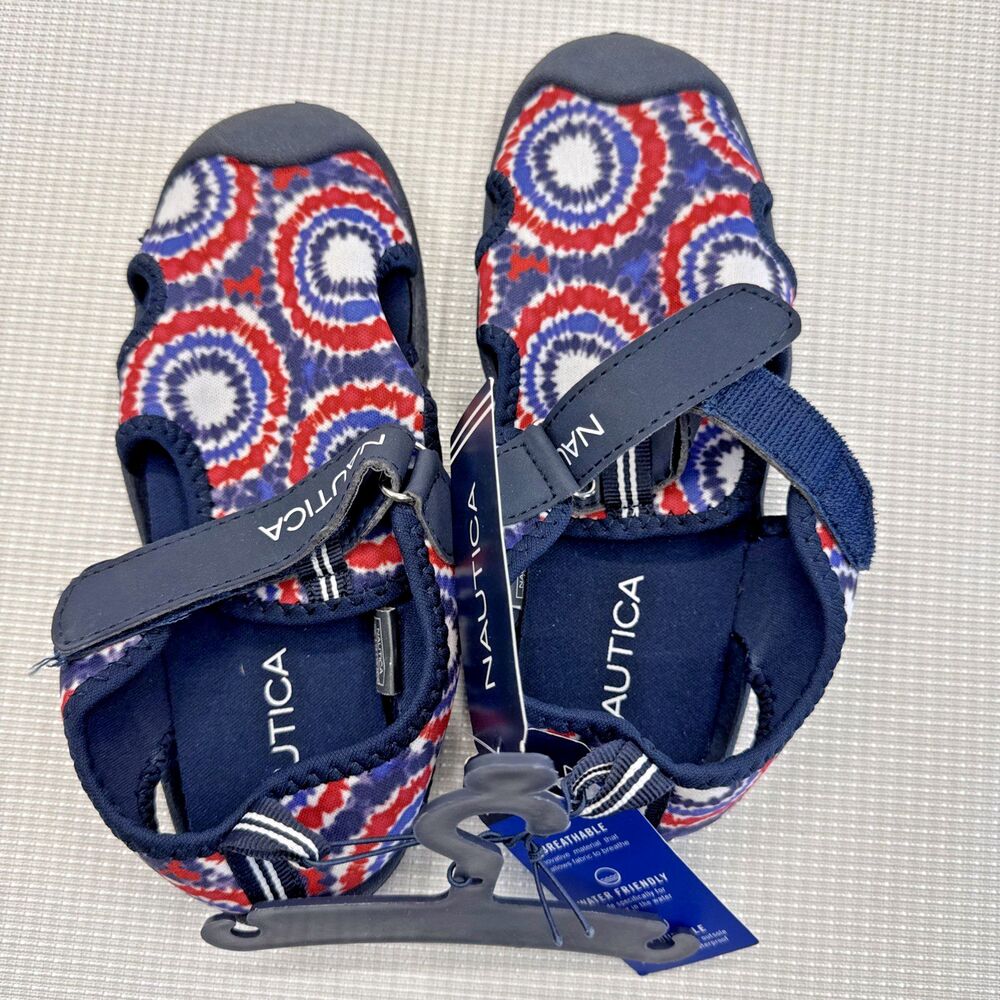 Nautica Kids Water Shoes Kettle Gulf KA2017 Red White Blue Tie Dye 12 UNISEX NWT